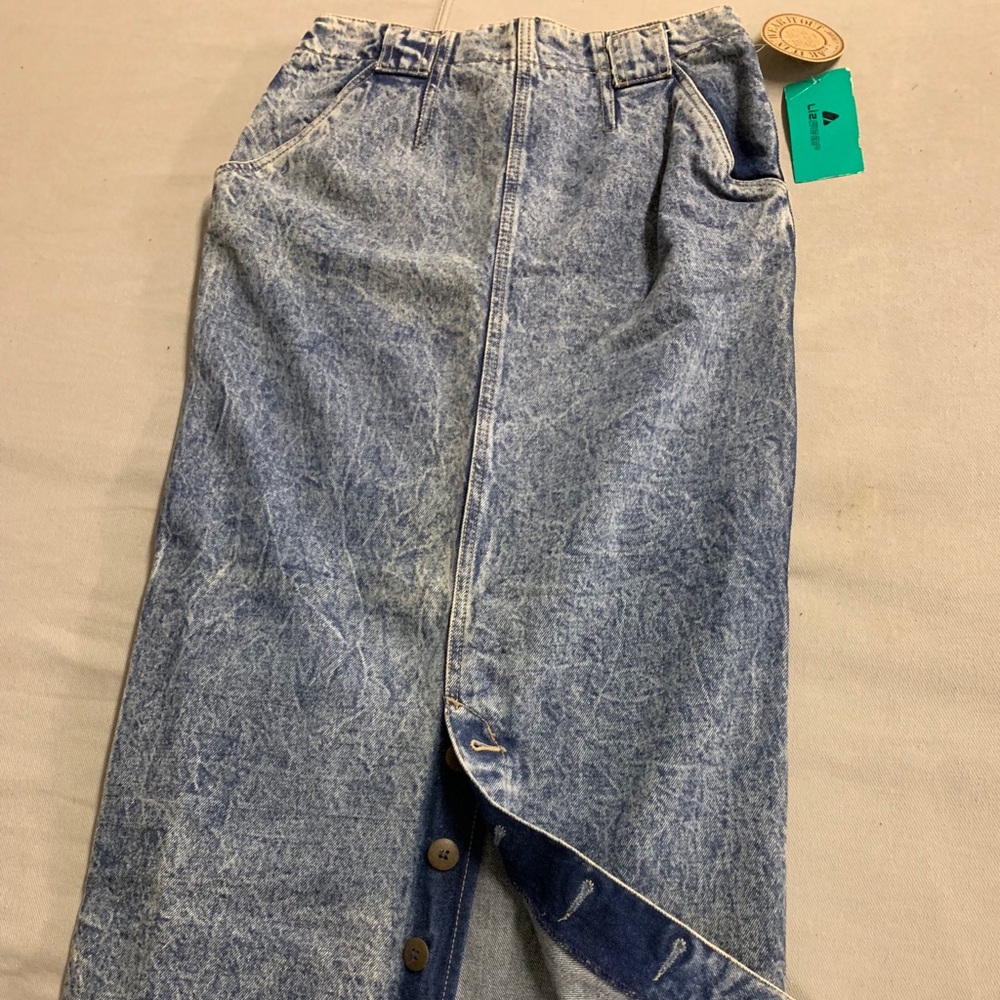 VTG Size 6 MIDI LizWear Denim Skirt NEW 80s Jeans
